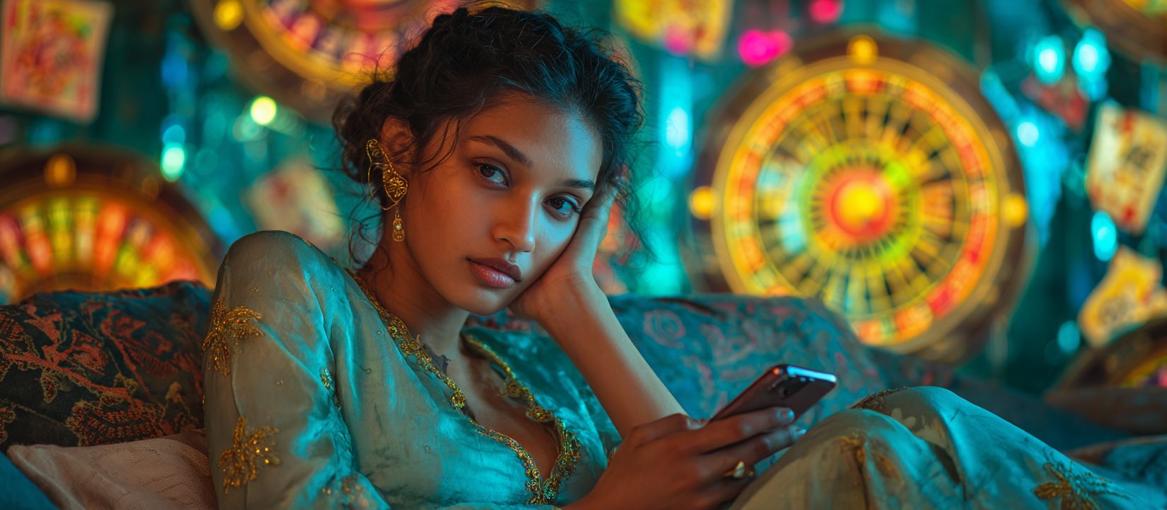 The happy girl play games at MX001 app.