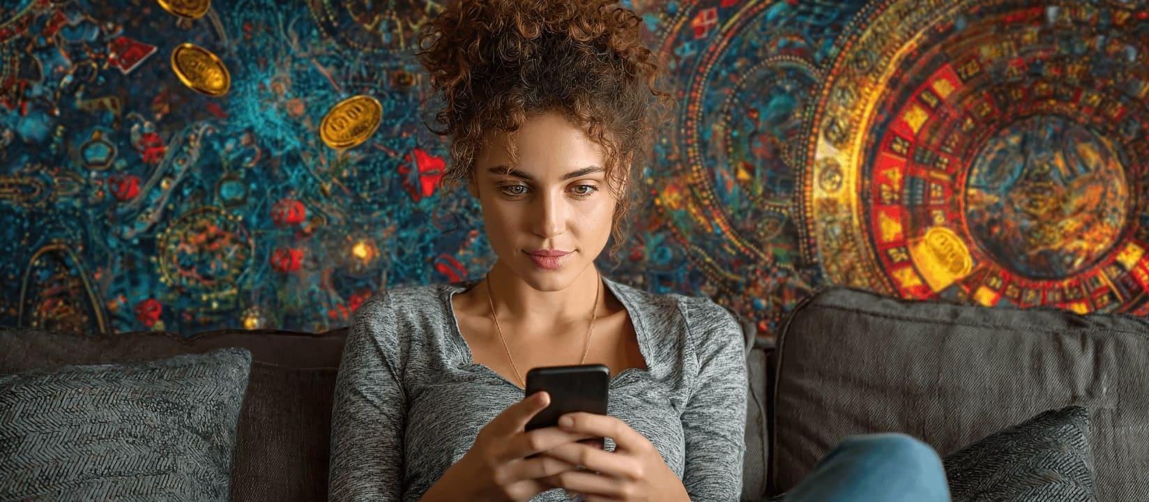 Attractive girl playing casino games in MX001 app